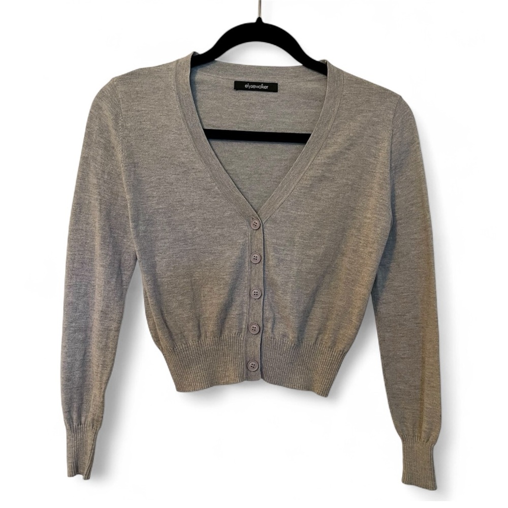 Elyse Walker Cotton & Silk Size XS Dove Grey Cardigan